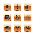 Set Cyber security, Cloud computing lock, Wifi locked, Hard disk drive and, Server with and icon. Vector Royalty Free Stock Photo