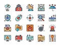Set of Cyber Security Color Line Icons. Cybercrime, Spy Agent, Firewall and more