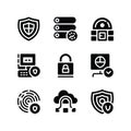 Cyber Security, Data Protection and Privacy Icons Set Isolated on White Royalty Free Stock Photo