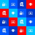 Set Cyber security, Laptop and lock, Document and icon. Vector Royalty Free Stock Photo