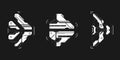 Set of cyberpunk arrows. Collection of futuristic interface cyber elements. Cyberpunk pointers, direction. Set of arrows