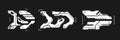 Set of cyberpunk arrows. Kit of futuristic interface cyber elements. Cyberpunk pointers, direction. Set of arrows for