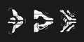 Set of cyberpunk arrows. Kit of futuristic interface cyber elements. Cyberpunk pointers, direction. Set of tech style