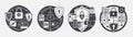 In set cybersecurity data privacy icons, secure safe computer digital
