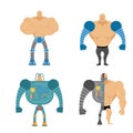 Set of Cyborgs. People with mechanical limbs. Robotic Bionic bo