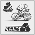 Set of cycle racing labels, badges, emblems and design elements.