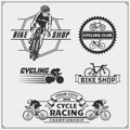 Set of cycle racing labels, badges, emblems and design elements.