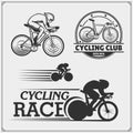 Set of cycle racing labels, badges, emblems and design elements.