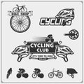 Set of cycle racing labels, badges, emblems and design elements.