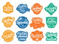 Set of Cycling, Bicycle stickers, patches. Colorful badges, emblems, stamps for club on white background