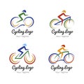 Set of cycling logo design template