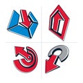 Set of 3d abstract symbols, arrows. Business growth concept