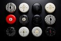 Set of 3D buttons for the interface on a black background. Generated by artificial intelligence Royalty Free Stock Photo