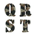3D camouflage alphabet - letters Q-T