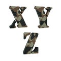 3D camouflage alphabet - letters X-Z