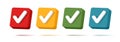 Set of 3d checkmark icons, volume tick on square shape, poll or vote checkbox