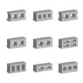 Set of 3D cinder blocks, vector illustration