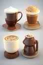 Set of 3d coffee drinks