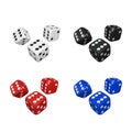 Set of 3d color dices. Render realistic dice. Casino and betting background. Vector