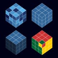 Set of 3D cube pattern icons