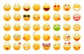 Set of 3d cute Emoticons. Emoji and Smile icons. on white background. vector illustration.