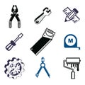 Set of 3d detailed tools, repair theme vector stylized graphic