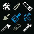 Set of 3d detailed tools, vector repair theme graphic elements