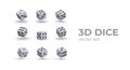 Set of 3D dice in different positions. Realistic images for gaming business