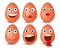 Set of 3d Easter eggs emoticons. Smileys emoticons.Vector image