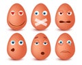 Set of 3d Easter eggs emoticons. Smileys emoticons.Vector image
