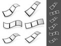 Set of 3d Filmstrips with gray fillings with different distortio