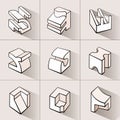 Set of 3D geometric shapes cube designs. Royalty Free Stock Photo