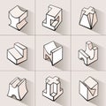 Set of 3D geometric shapes cube designs. Royalty Free Stock Photo