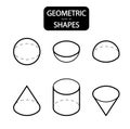 Set of 3D geometric shapes. Isometric views. The science of geometry and math. Linear objects isolated on white background. Outlin