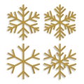 Set of 3D gold snowflake isolated on white background
