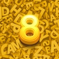 Set of 3d golden numbers, 3d illustration, eight