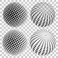 Set of 3D halftone dots spheres, on isolated transparent background. Vector elements for your design.