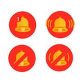 Set of 3d icons of bell ringing in blur, with notification label with figure