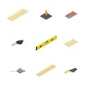 Set of 3d icons plastering tools, vector illustration. Royalty Free Stock Photo