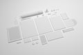 Set of 3d illustration stationery mock-up with a tablet