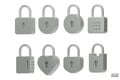 set of 3D iron Padlock icons isolated on white background. Minimal lock icon.