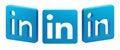 set of 3D isolated render of floating blue linkedin work apps social media icon logo in front perspective view.