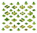 Set of isometric urban parks