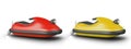 Set of 3D jet skis of red and yellow color. Aqua bike for water sport