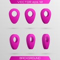 Set of 3D map pointers. Royalty Free Stock Photo