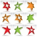 Set of 3d mesh stars on white background, collection of Royalty Free Stock Photo