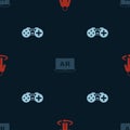 Set 3d modeling, Augmented reality AR and Gamepad on seamless pattern. Vector