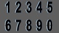 Set of 3D numbers. Black font with metallic sides in gray background. , easy to use. FACING RIGHT VERSION.