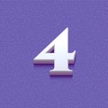 Set of 3d numbers on violet background, four, 3d illustration,