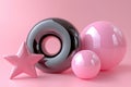 A set of 3D objects with simple polygon forms, shown in isometric view, emphasizing stylish design features.